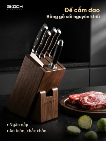 SET DAO 5 MÓN KÈM GIÁ ĐỰNG GỖ SỒI GKÖCH PK-MF79