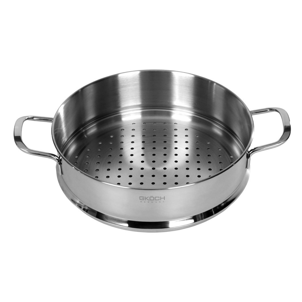 GKÖCH Suppentopf mit Dämpfeinsatz und Glasdeckel Ø28 cm (3) (Custom)